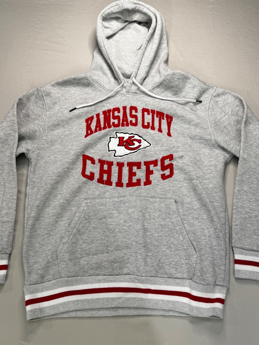 Kansas City Chiefs Hoodie Men’s L Gray NFL Team Apparel KC Pullover